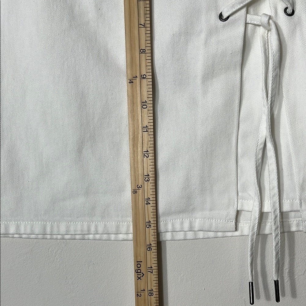 White A-Line Mini Skirt Tie Front Casual - Picture 9 of 9